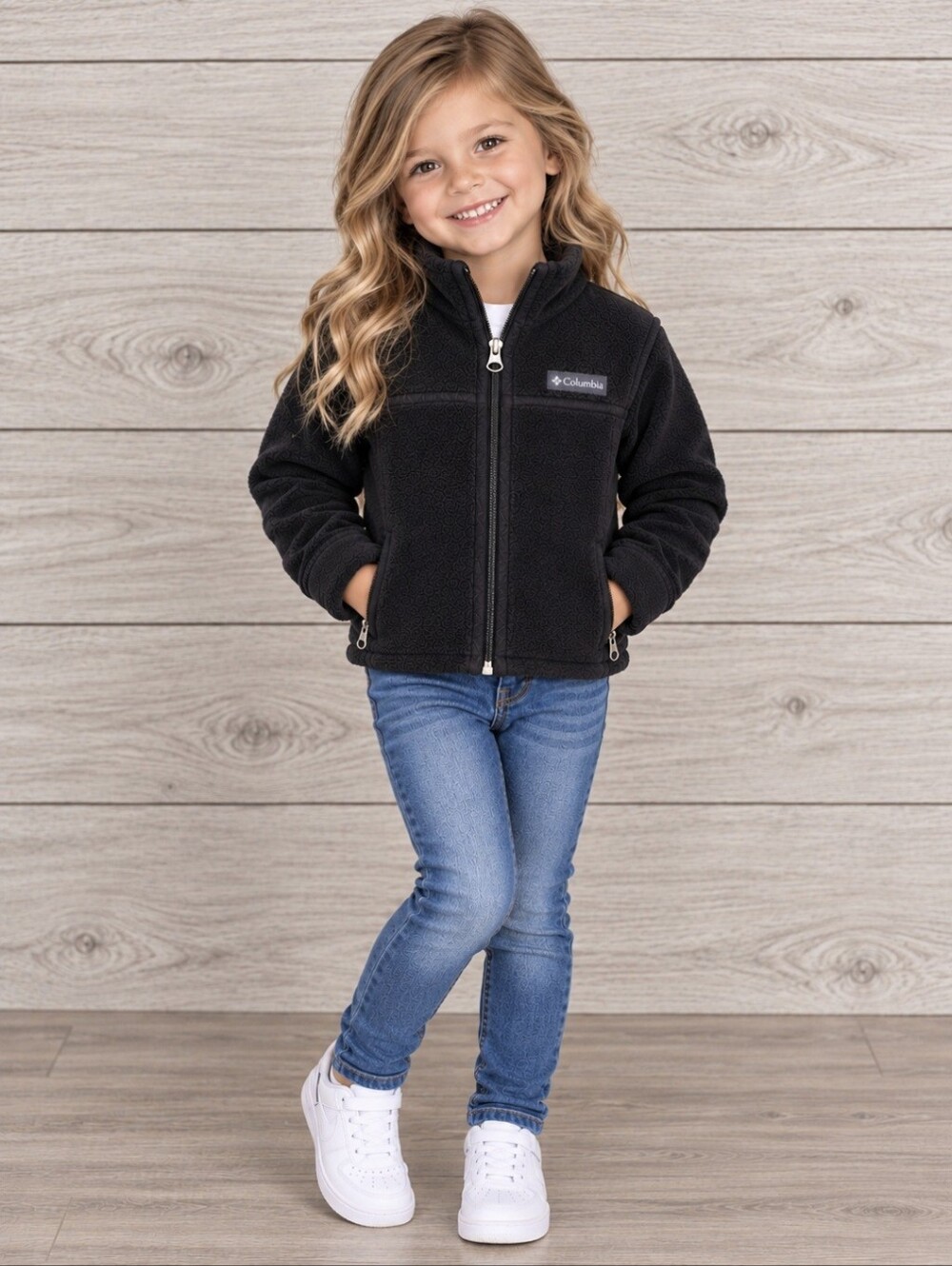 Columbia Kids Black Fleece Full Zip Jacket Toddler Boys Girls Outdoor Size 4T